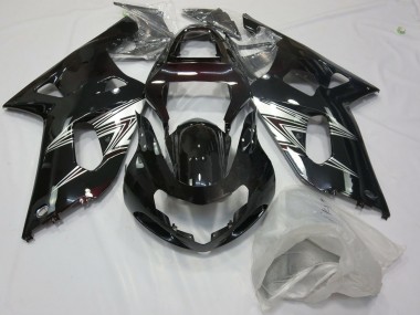 Best 01-03 Black Silver Suzuki GSXR 600-750 Motorcycle Fairings