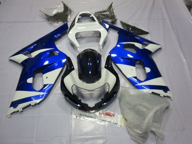 Best 01-03 Blue and White Suzuki GSXR 600-750 Motorcycle Fairings