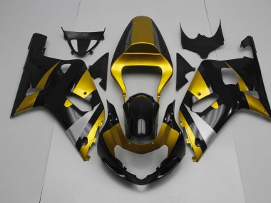 Best 01-03 Gloss Black and Gold Suzuki GSXR 600-750 Motorcycle Fairings